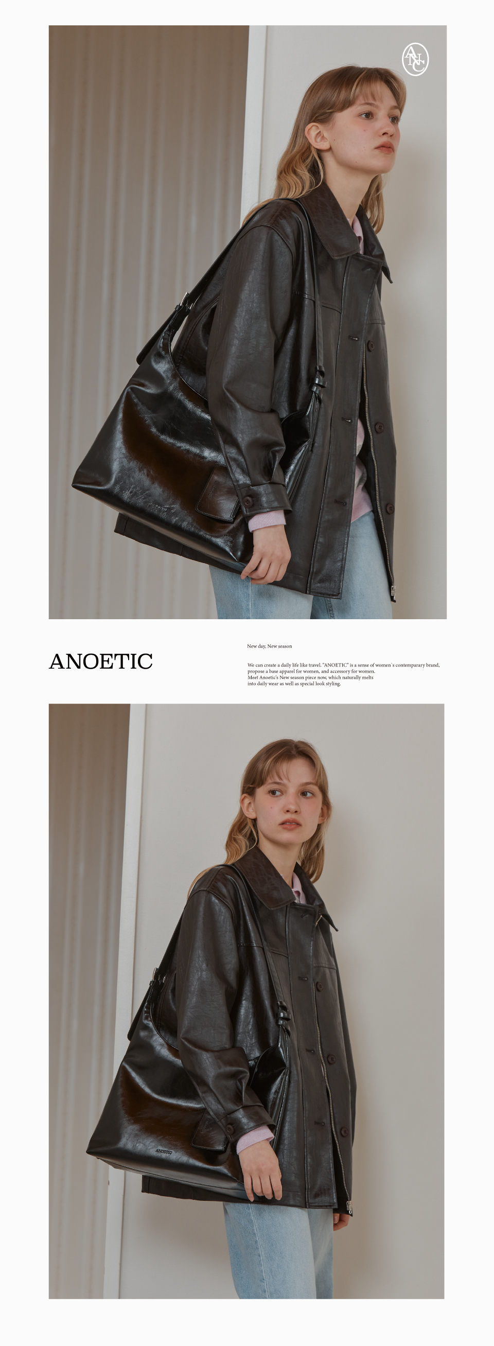★ANOETIC★ ANC CLASSIC HOBO BAG & CARD WALLET SET_BLACK Designer fashion, Seoul-fully created | W Concept