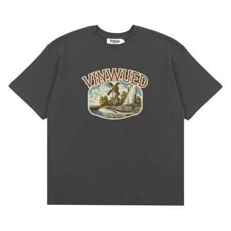 Vintage Windblow 차콜 세미오버핏 티셔츠