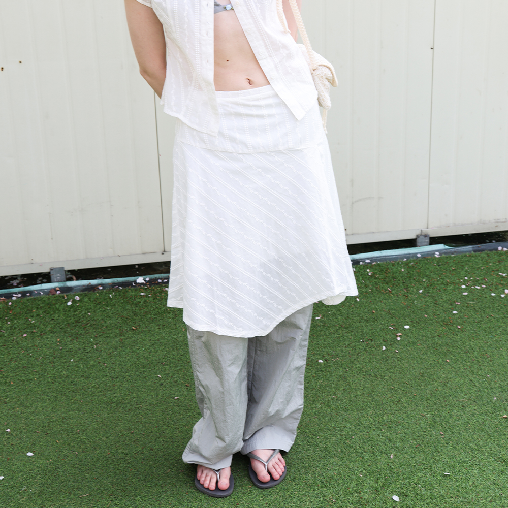 Broderie Asymmetric Skirt - White1