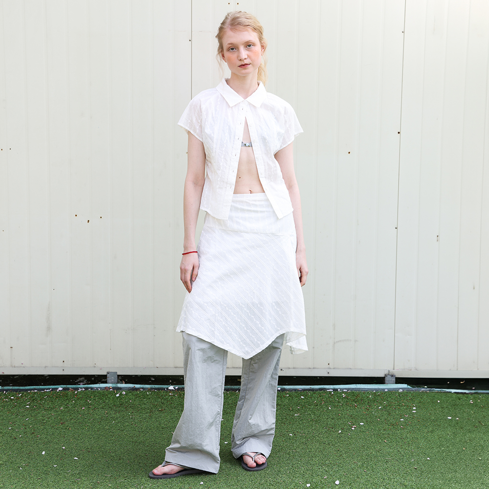 Broderie Asymmetric Skirt - White