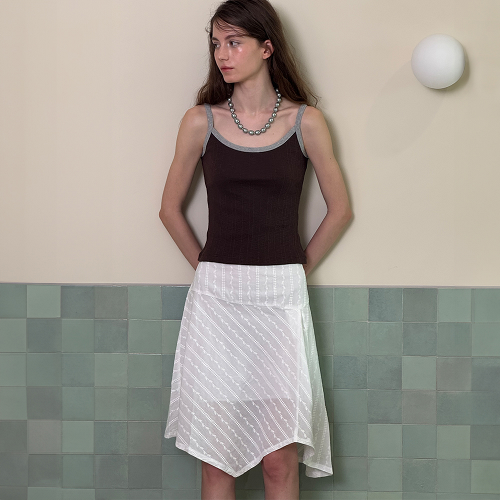 Broderie Asymmetric Skirt - White