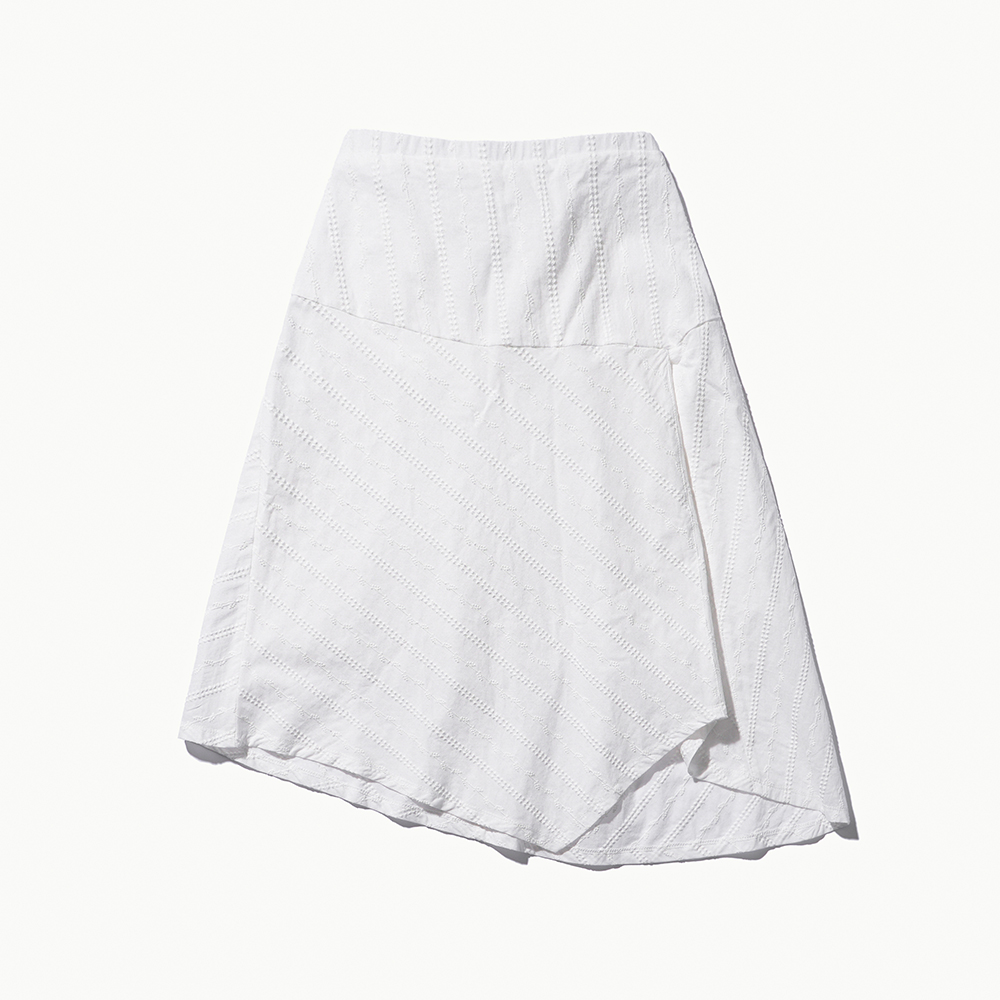 Broderie Asymmetric Skirt - White