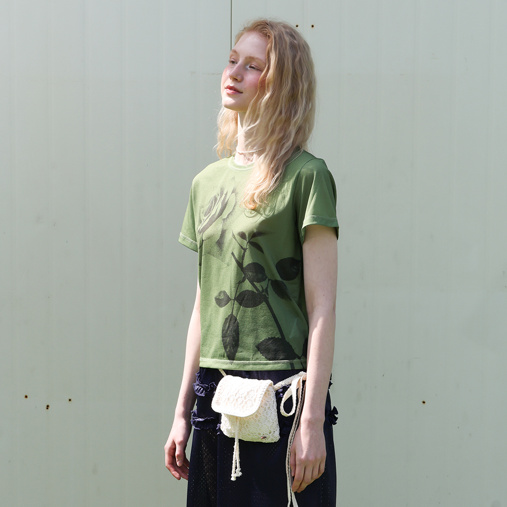 Rose Printed T-shirt - Green