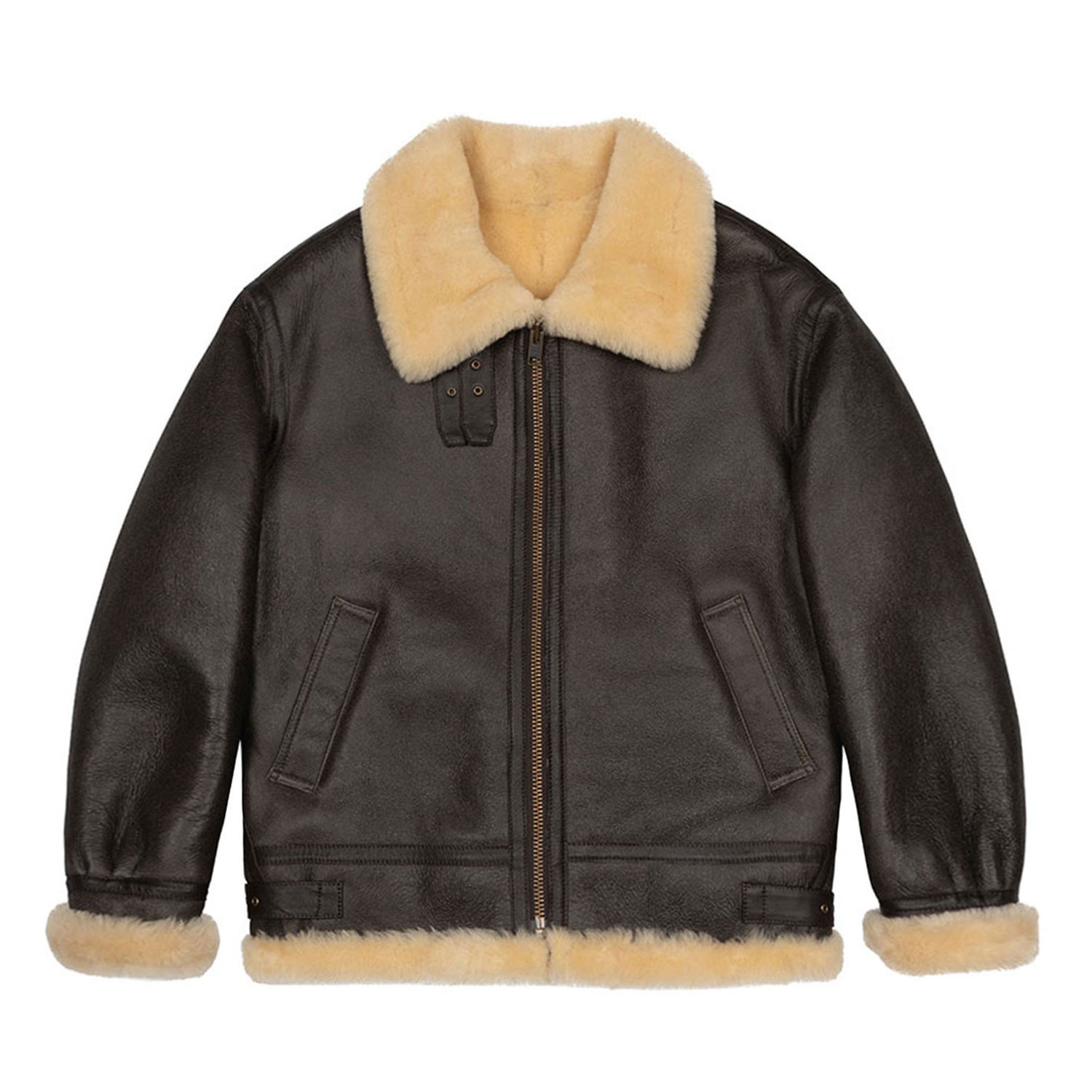 B-3 REAL MOUTON JACKET (BROWN)