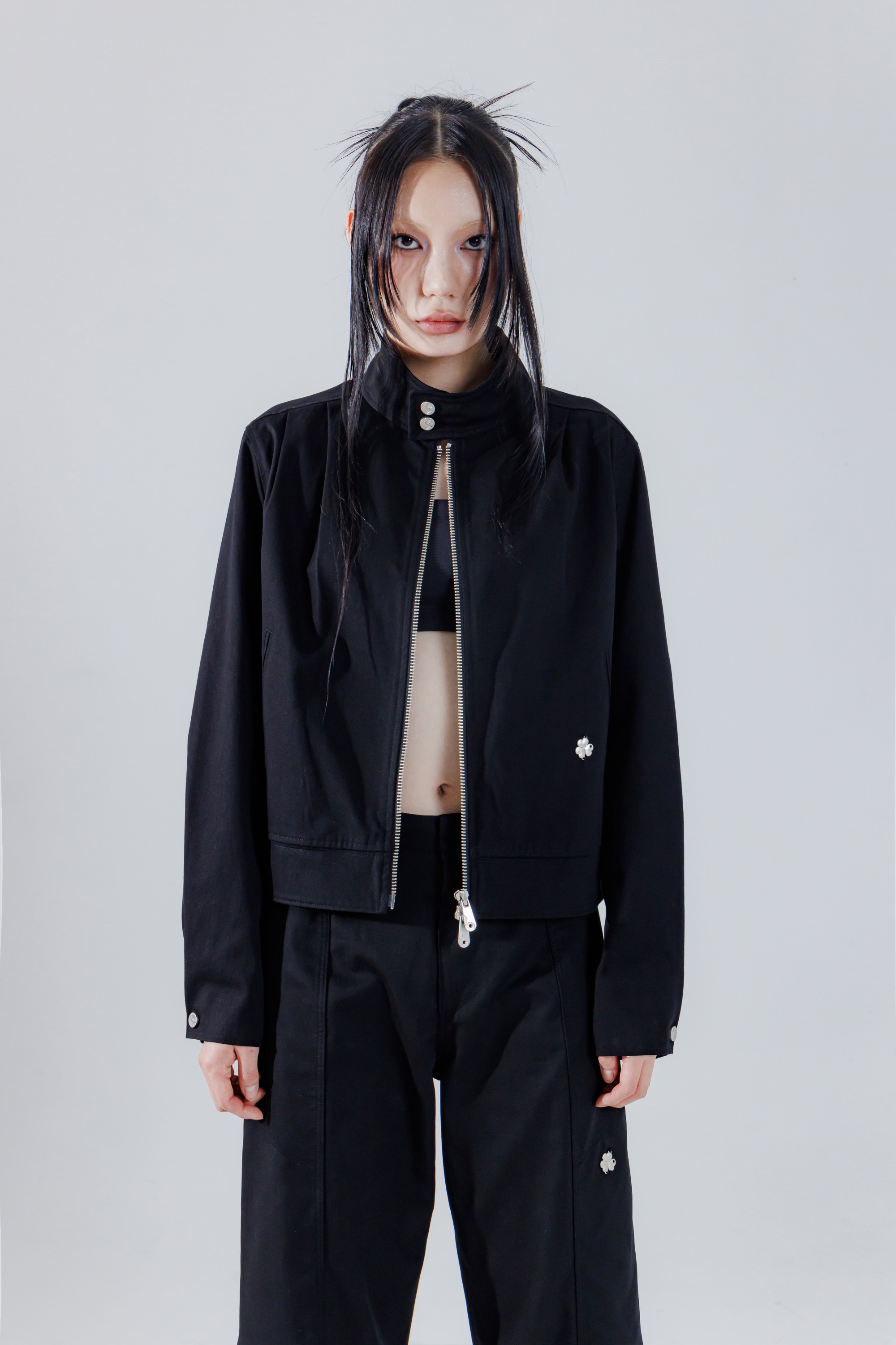 SHOULDER TWO TUCK JACKET_BLACK