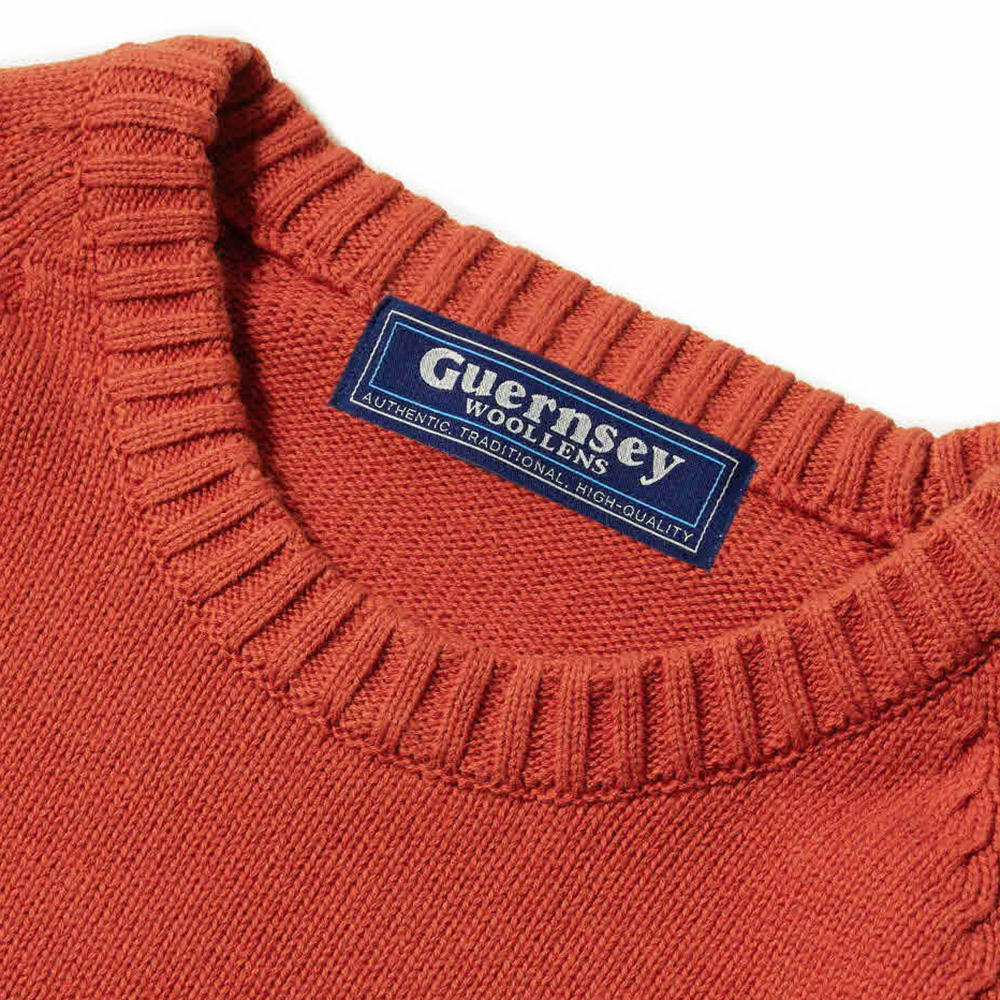 건지울른스 코튼 나그랑 크루넥 스웨터 - 오렌지