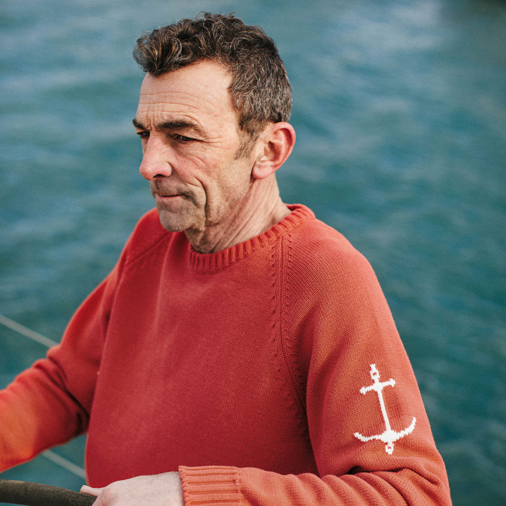 건지울른스 코튼 나그랑 크루넥 스웨터 - 오렌지