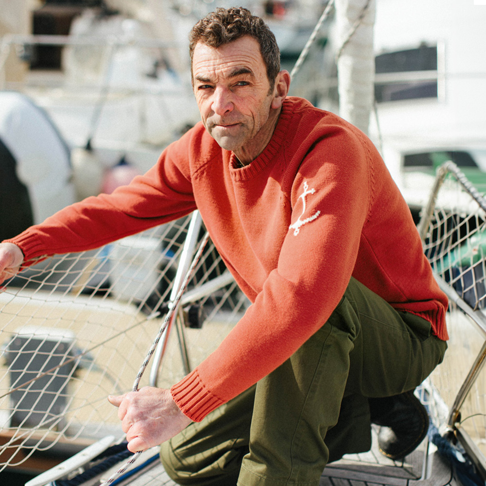 건지울른스 코튼 나그랑 크루넥 스웨터 - 오렌지