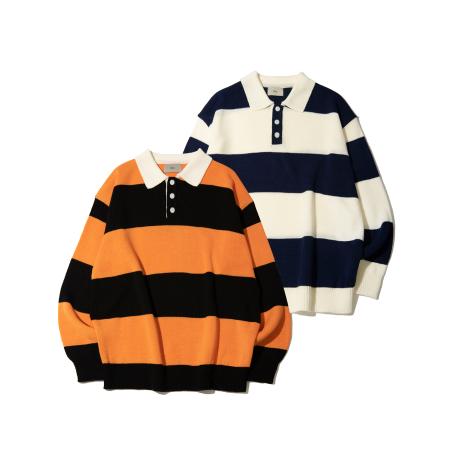 럭비 스트라이프 카라 니트(6color)