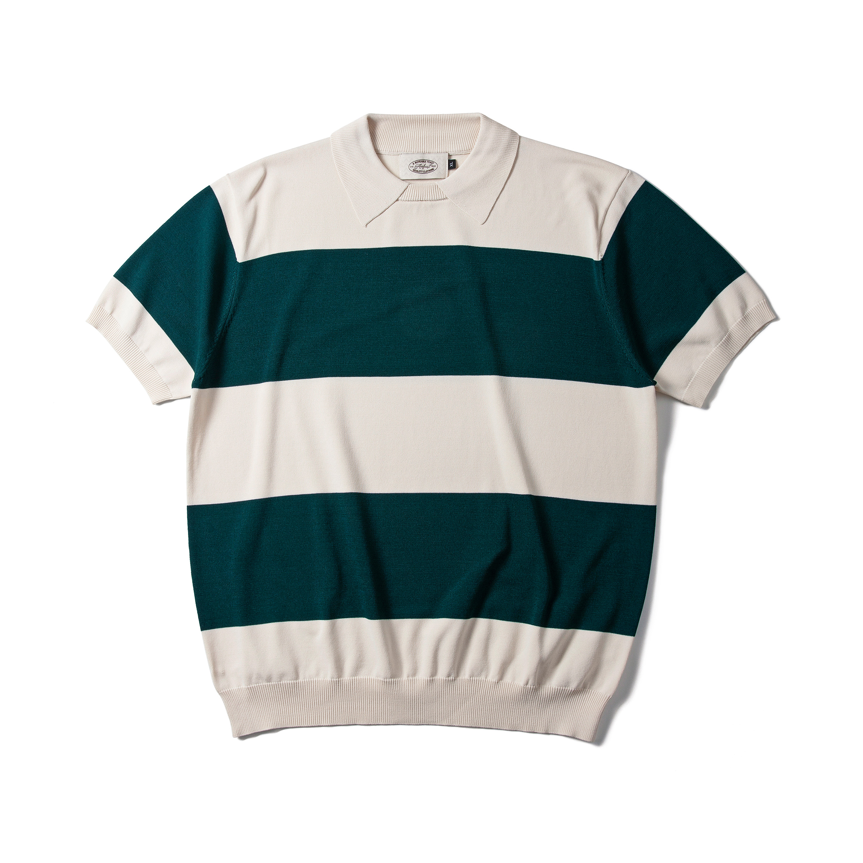 Striped Round Collar Knitwear Green1