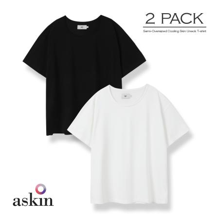 [2PACK] 세미오버 쿨링 스킨 U넥 티셔츠 (2 COLOR)