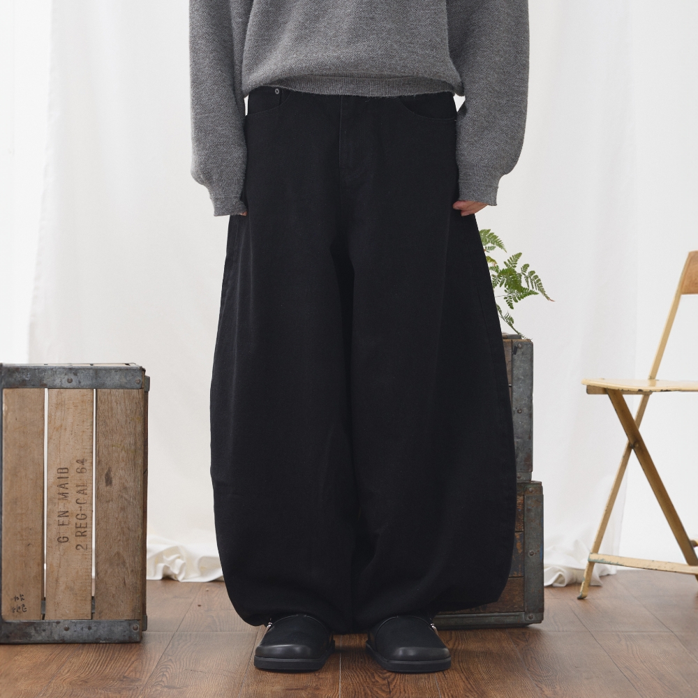 Ballon Denim Pants - Black