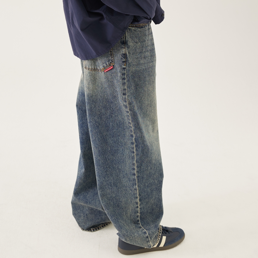 Crease Washing Denim Pants - Indigo