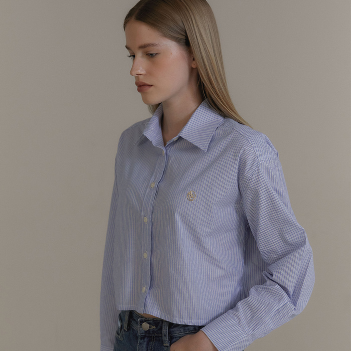 [유튜버Pick] CROP LOGO STRIPE SHIRTS_BLUE1