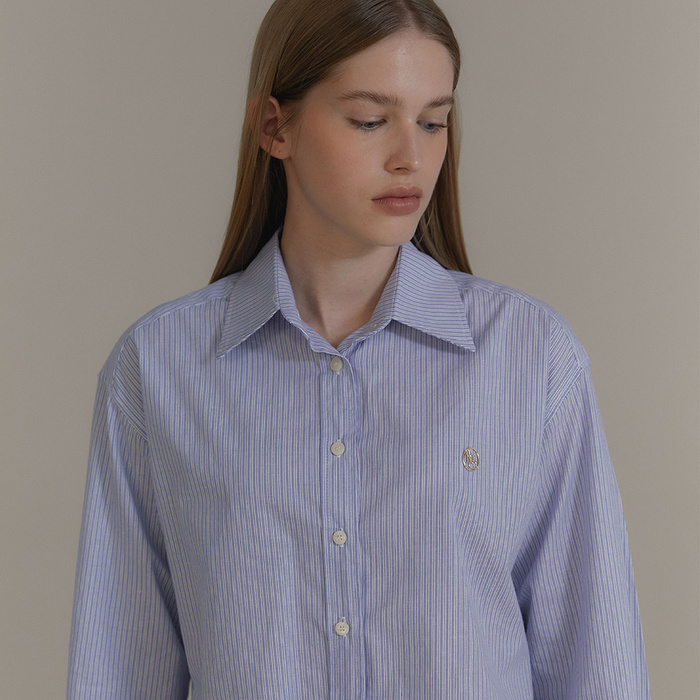 [유튜버Pick] CROP LOGO STRIPE SHIRTS_BLUE