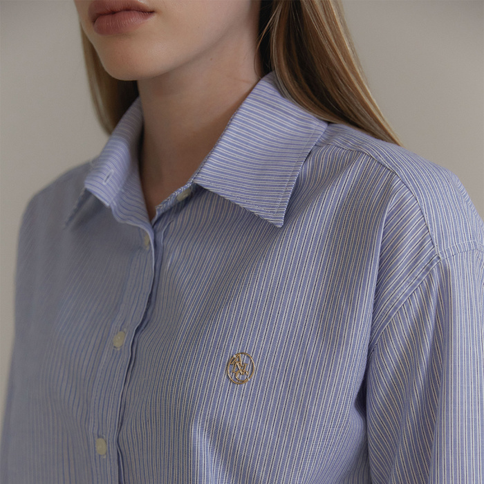 [유튜버Pick] CROP LOGO STRIPE SHIRTS_BLUE