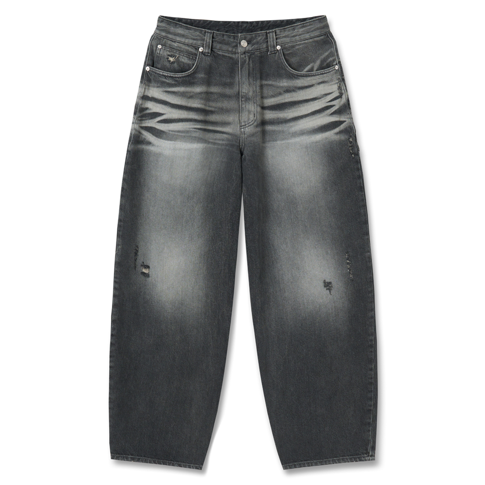 bias tapered denim pants (black)1