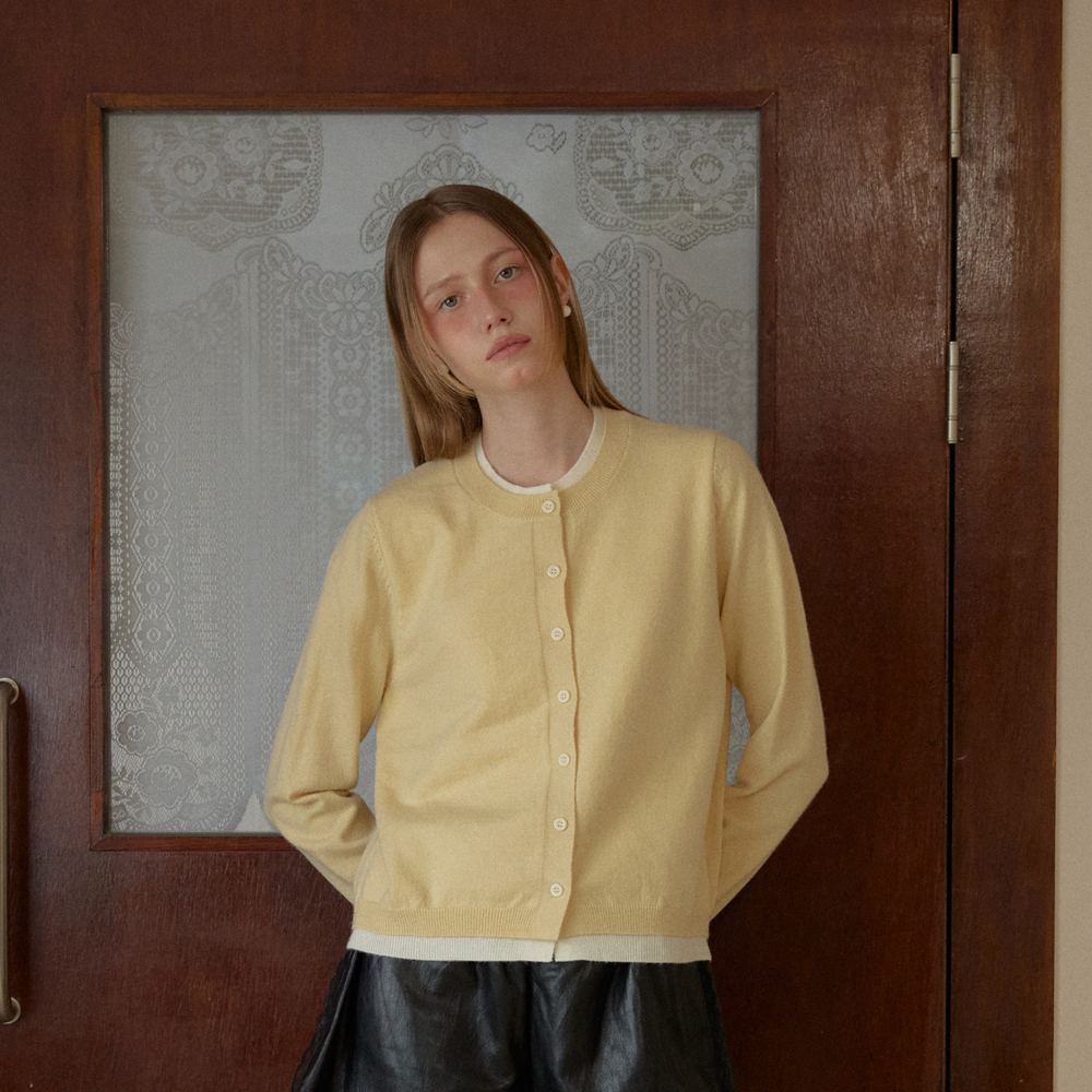LR BASIC LAYERED CARDIGAN_YELLOW