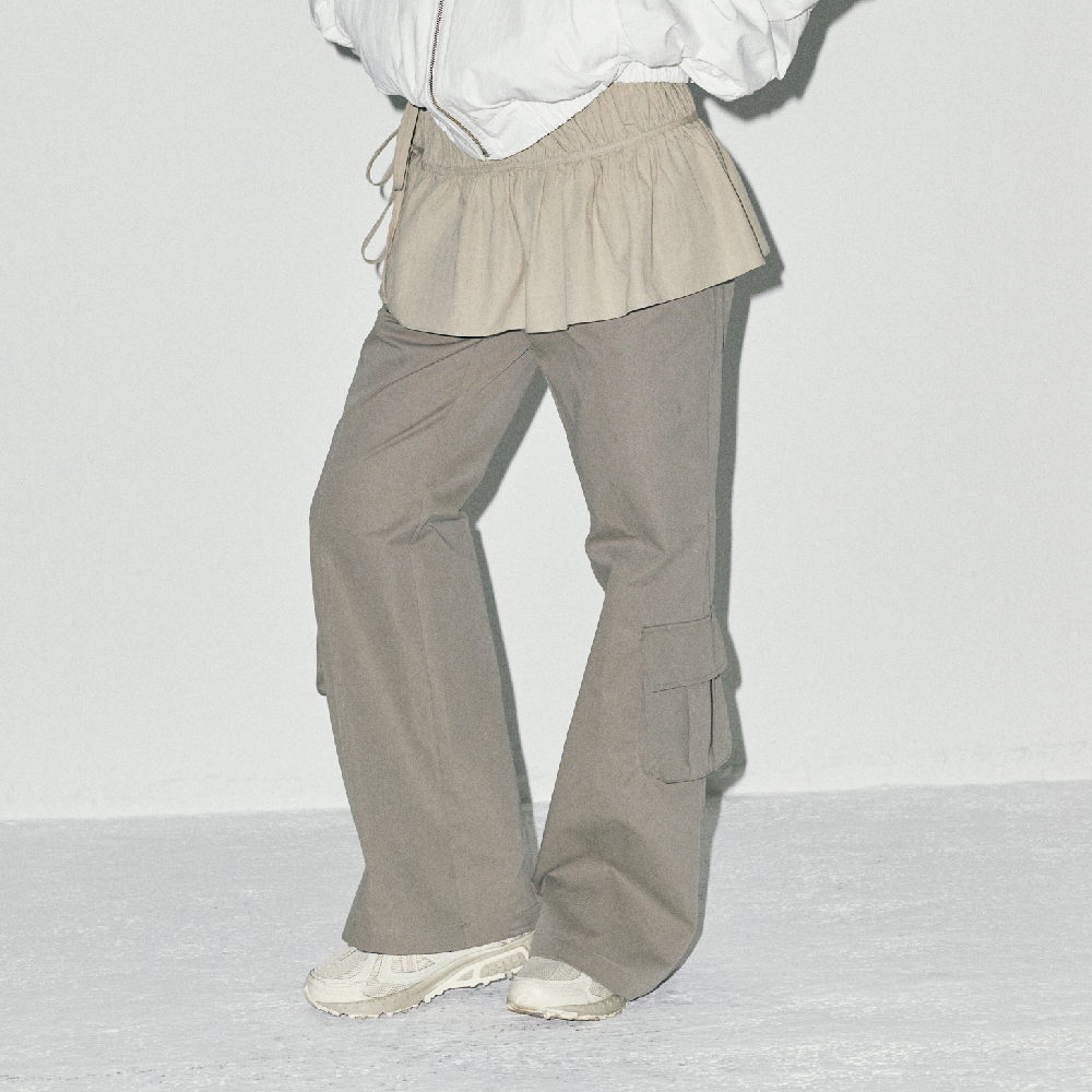 Multi-cargo bootcut pants LIGHT GRAY1