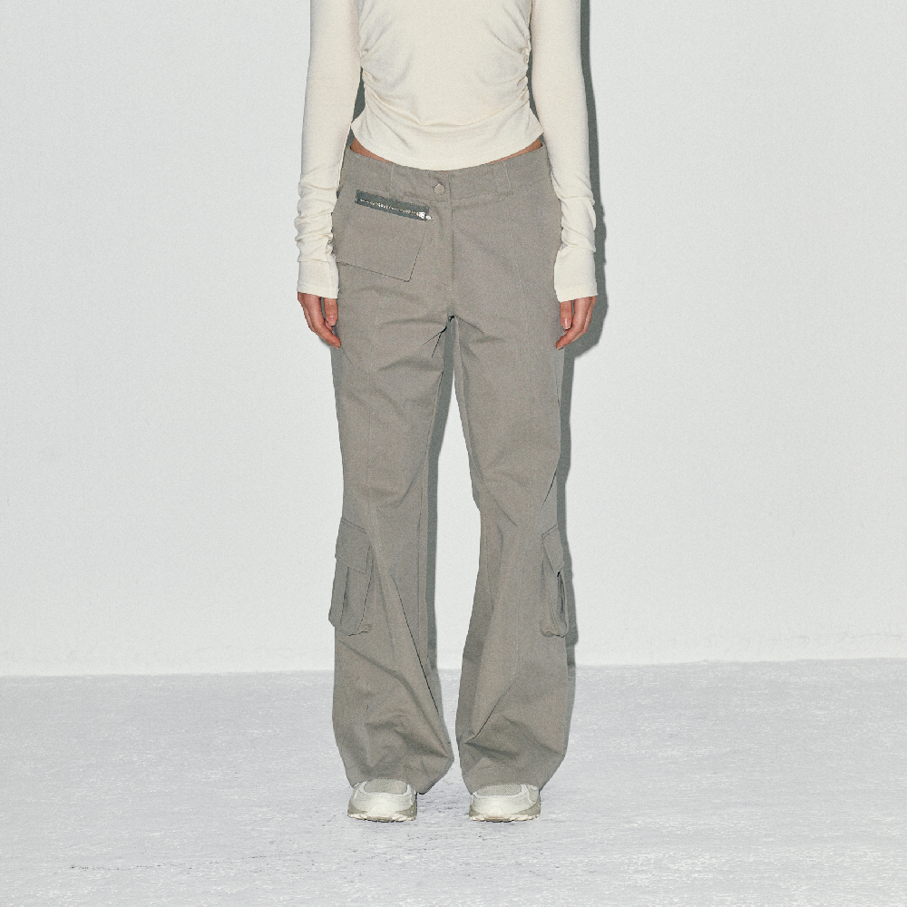 Multi-cargo bootcut pants LIGHT GRAY