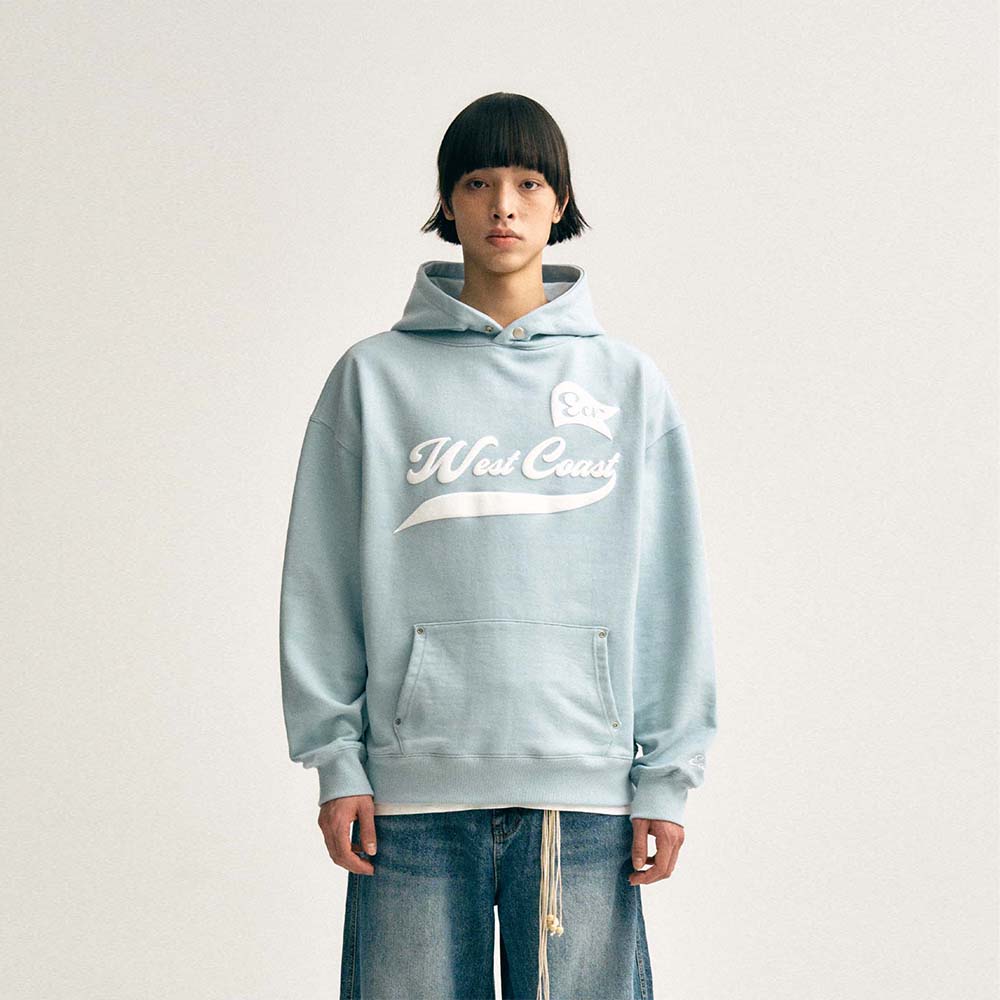 웨스트코스트 볼륨 프린트 후드티_스카이