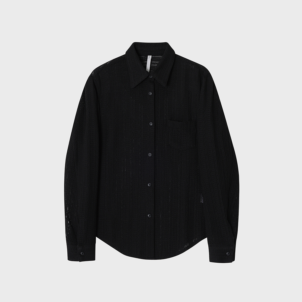 코튼 크로쉐 슬림셔츠 (블랙)