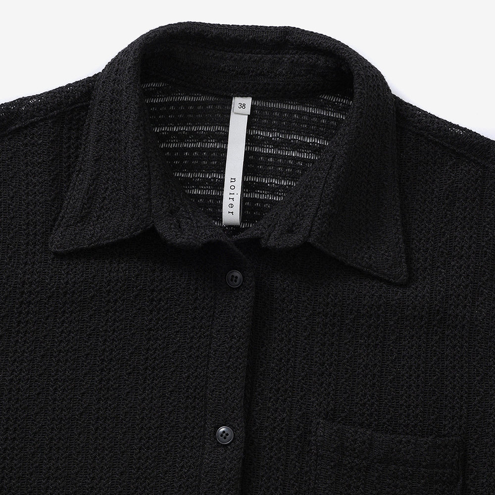 코튼 크로쉐 슬림셔츠 (블랙)