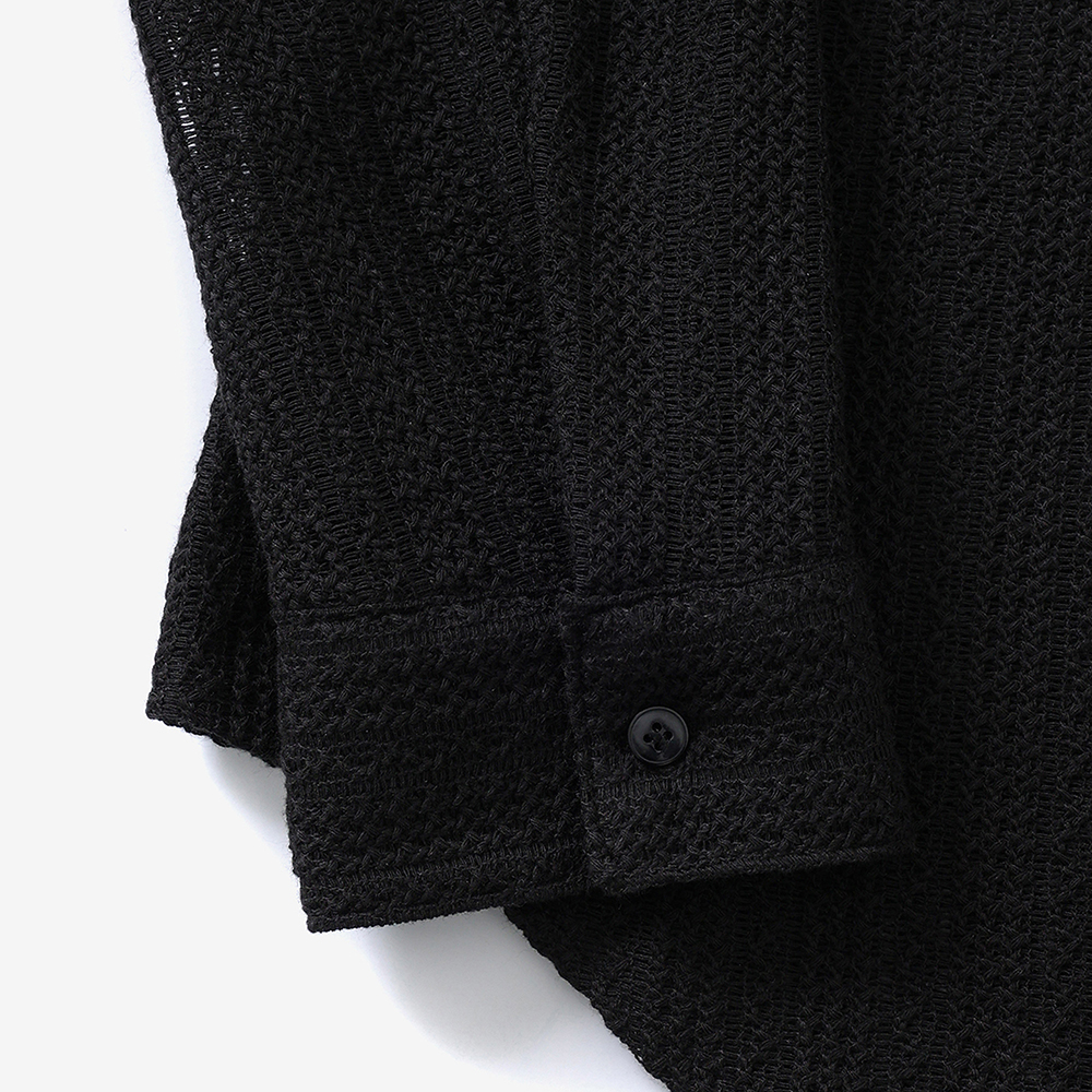 코튼 크로쉐 슬림셔츠 (블랙)