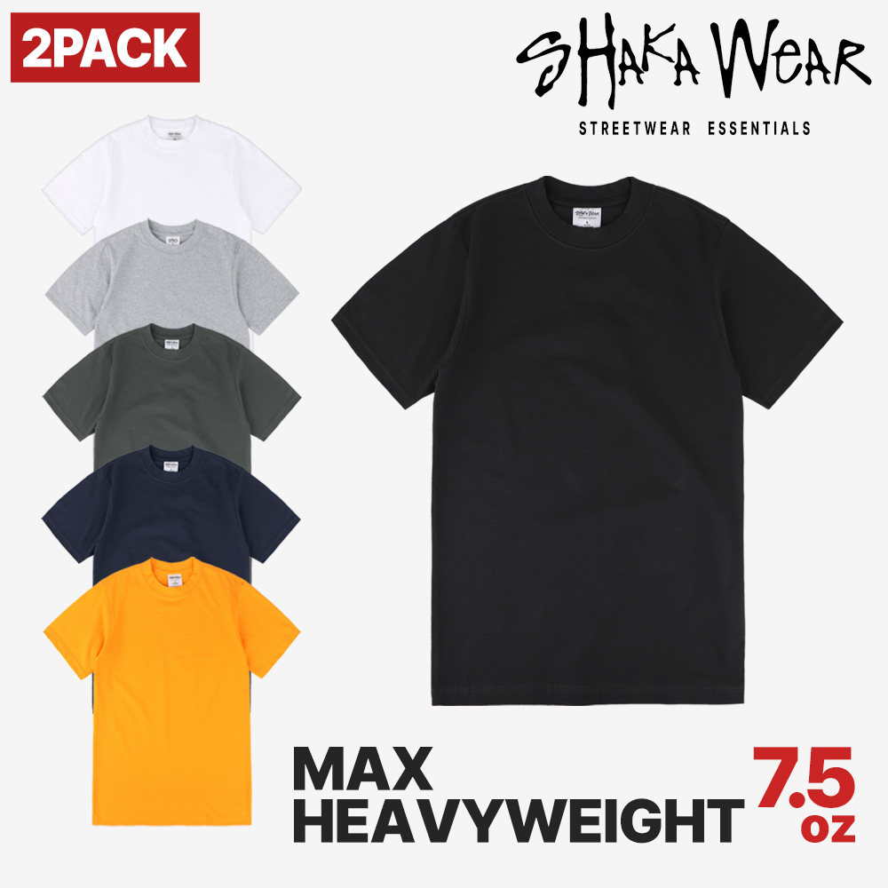 [1+1]샤카웨어 맥스 헤비웨이트 7.5oz 반팔 티셔츠 레이어드 2PACK1