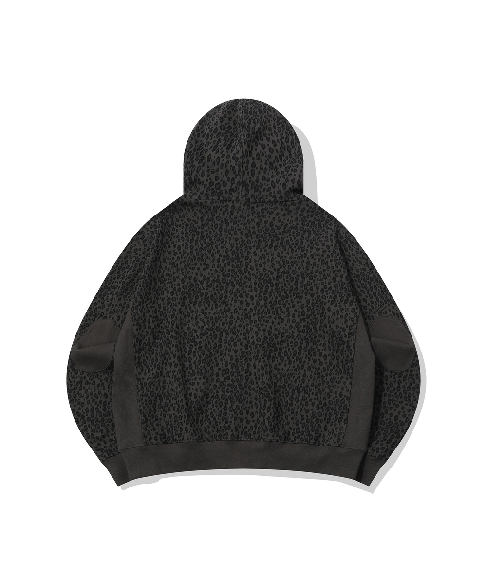 LEOPARD YINYANG EMBROIDERY HOODED ZIP-UP (CHARCOAL)