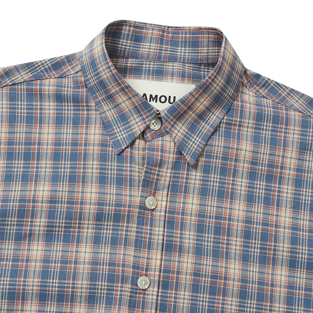 60S vintage check shirts blue