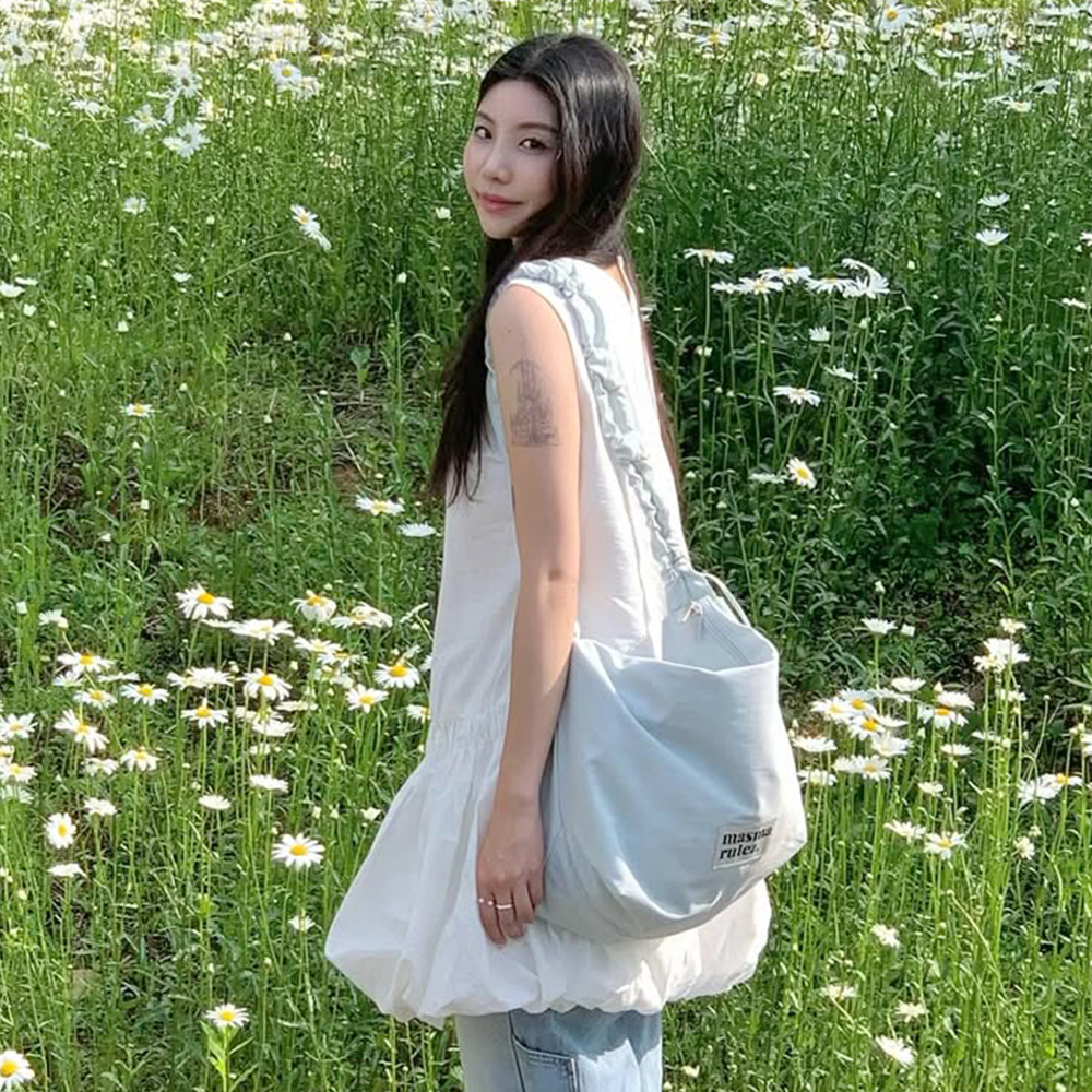 masmarulez☆Nylon 2way shirring hobo bag_light blue バッグ MUSINSA | MASMARULEZ [INT] Nylon 2way shirring hobo bag _ Blue