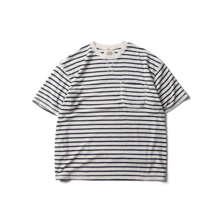 Striped Terry Pocket T Shirts Navy